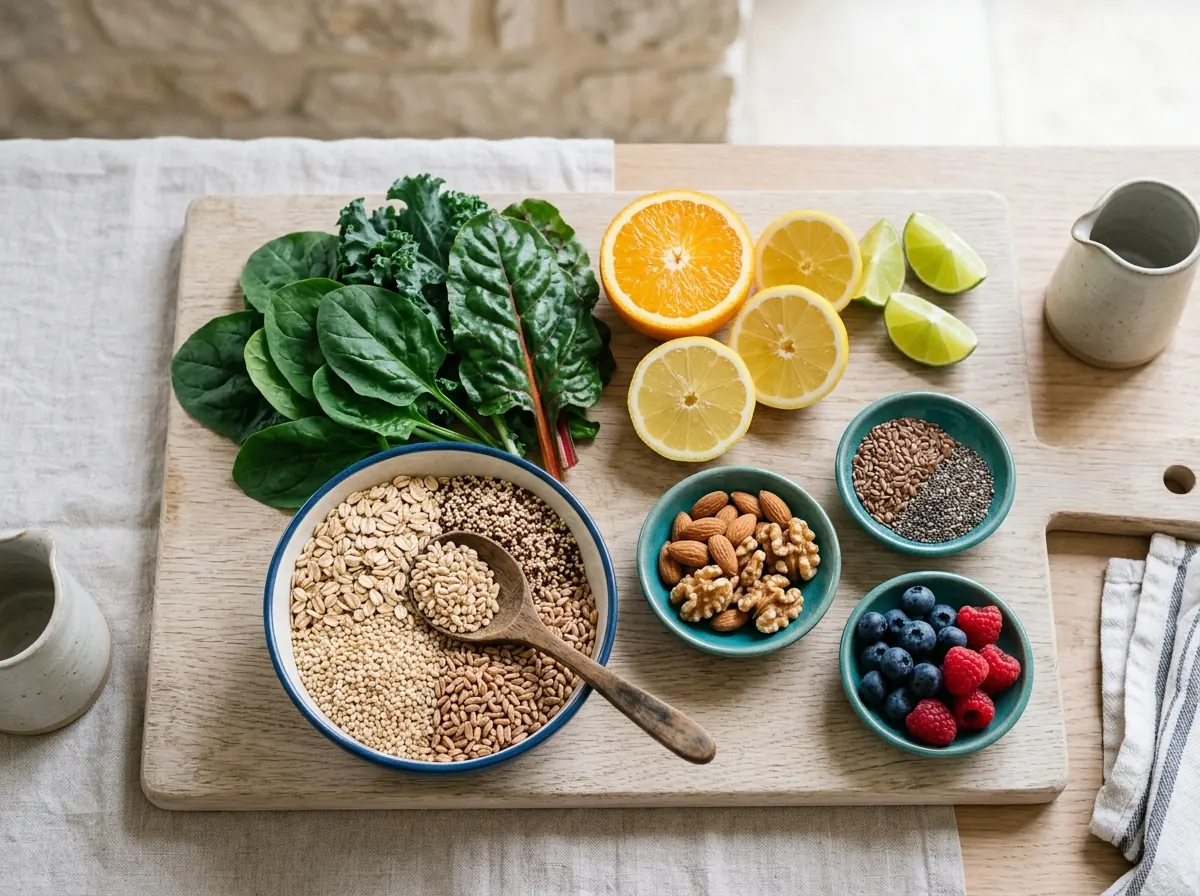 Natural foods rich in magnesium and vitamin C for circulation support